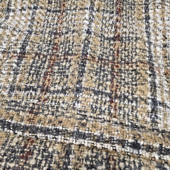 DKNY Women's Brown Tweed Plaid Wool Blend Belted Coat Size 10 - Picture 12 of 12